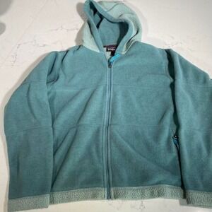 Vintage Patagonia Synchilla‎ Fleece Hoodie Women's Large Made in USA Teal